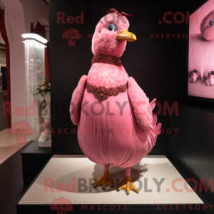 Pink Quail maskot kostume...