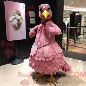 Pink Quail maskot kostume...