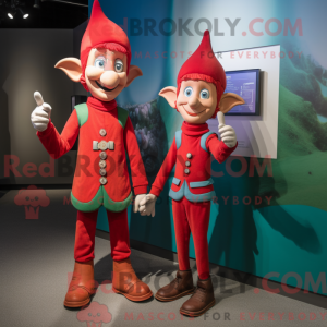 Red Elf-maskotdraktfigure...
