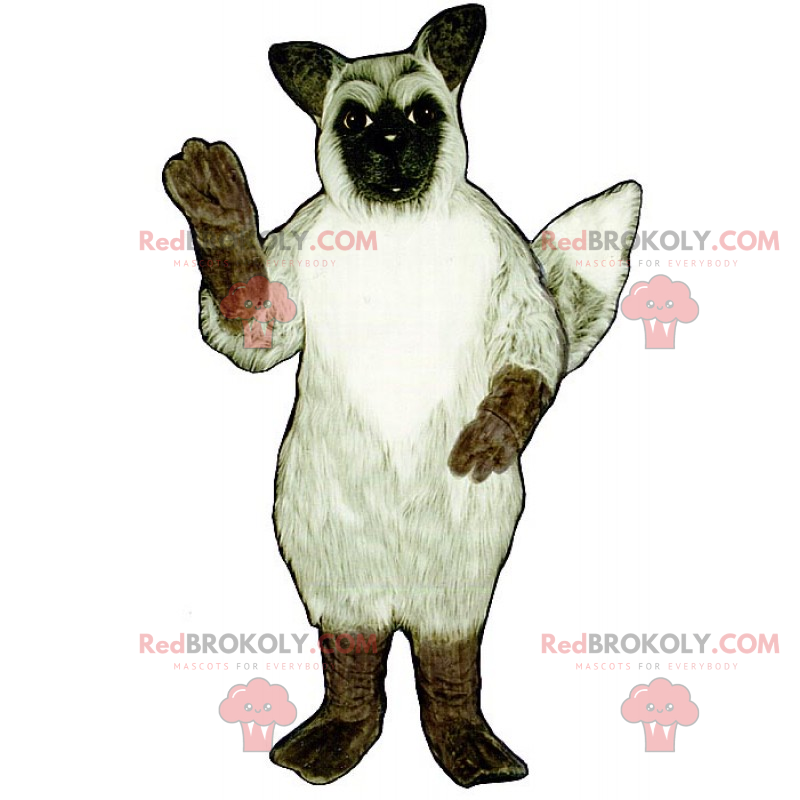 Maskot bílá liška s hnědými nohami - Redbrokoly.com