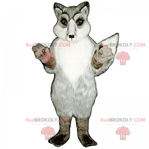 Mascotte de renard gris et blanc - Redbrokoly.com
