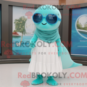 Teal Beluga Whale maskot...