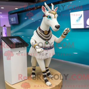 Hvit Okapi-maskotdraktfigur...