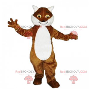 Mascote raposa marrom e branca sorridente - Redbrokoly.com