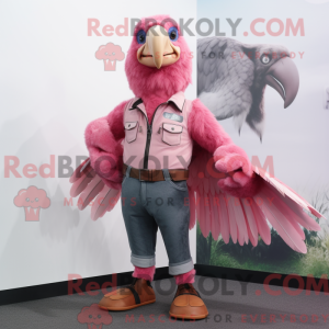 Pink Vulture maskot kostume...
