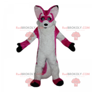 Mascote raposa rosa e branca - Redbrokoly.com
