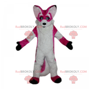 Mascotte roze en witte vos - Redbrokoly.com