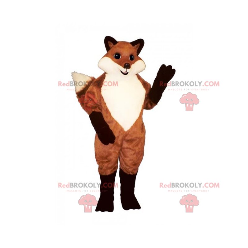 Mascote raposa vermelha e pernas pretas - Redbrokoly.com