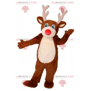 Reindeer mascot with red nose and green eyes - Redbrokoly.com