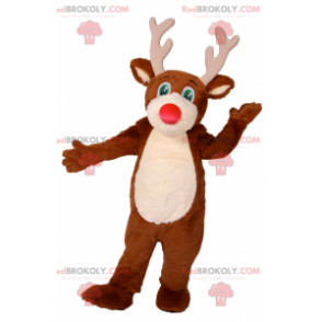 Reindeer mascot with red nose and green eyes - Redbrokoly.com