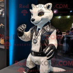 White Marten mascot costume...