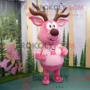 Roze eland mascottekostuum...