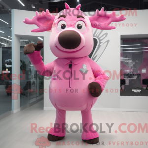 Roze eland mascottekostuum...
