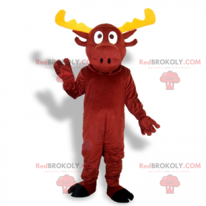 Mascota de reno rojo con astas amarillas - Redbrokoly.com