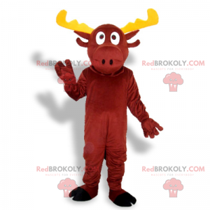 Red reindeer mascot with yellow antlers - Redbrokoly.com