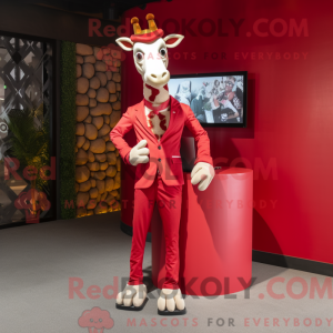 Rød Giraffe maskot kostume...