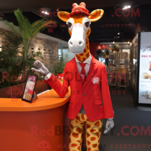Rød Giraffe maskot drakt...