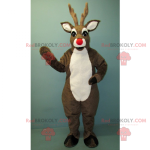 Reindeer mascot with a red nose and white belly - Redbrokoly.com