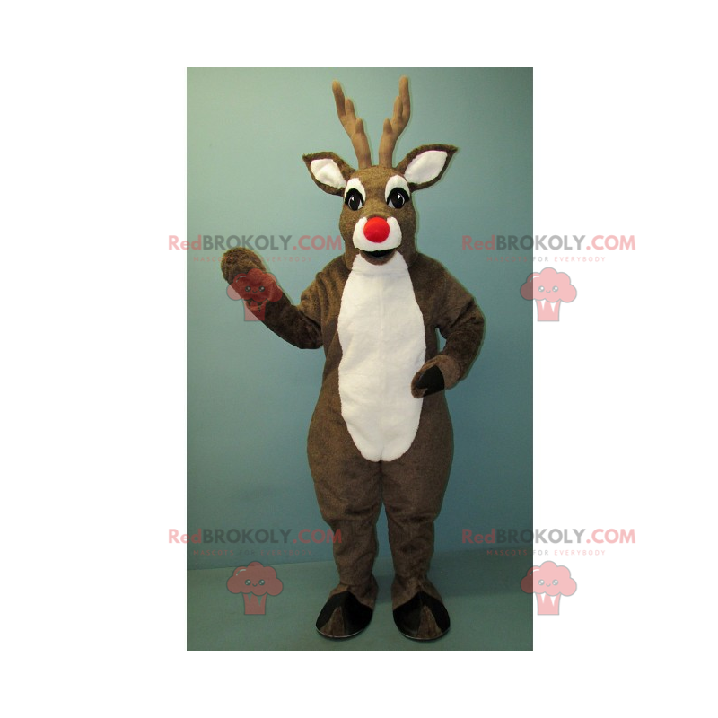 Mascote de rena com nariz vermelho e barriga branca - Mascote de rena com nariz vermelho e barriga branca -