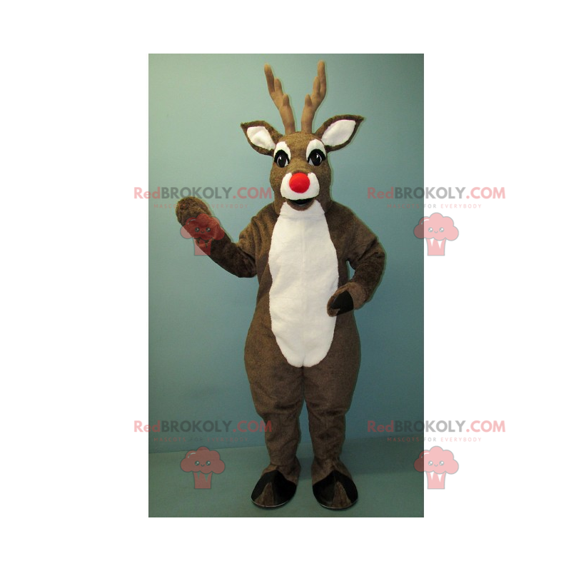 Reindeer mascot with a red nose and white belly - Redbrokoly.com