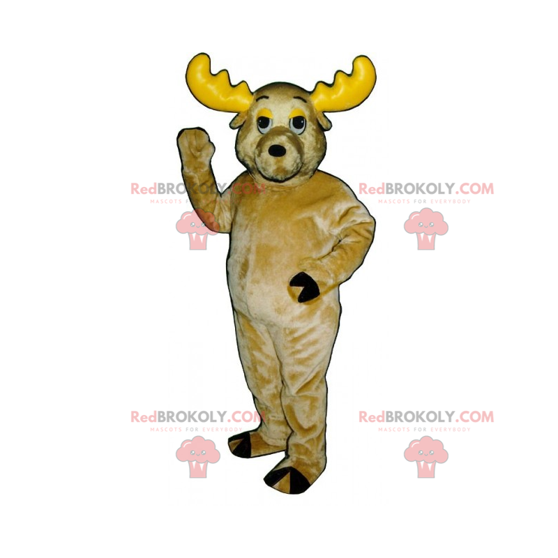 Mascotte de renne aux cornes jaunes - Redbrokoly.com