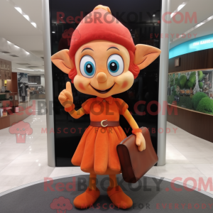 Orange Elf maskot kostume...