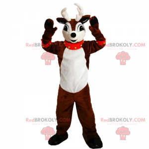 Mascote de rena com gola de sino vermelha - Redbrokoly.com
