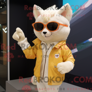 Cream Cat mascot costume...