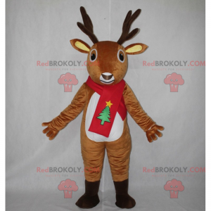 Mascote de rena com lenço de Natal - Redbrokoly.com