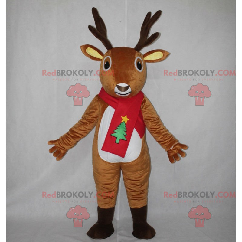 Mascotte della renna con sciarpa di Natale - Redbrokoly.com