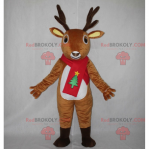 Mascote de rena com lenço de Natal - Redbrokoly.com