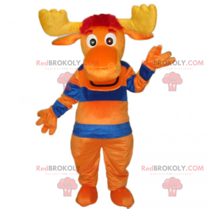 Reindeer mascot with striped sweater - Redbrokoly.com