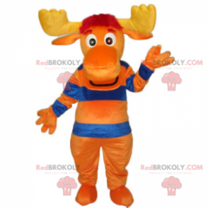Rentiermaskottchen mit gestreiftem Pullover - Redbrokoly.com