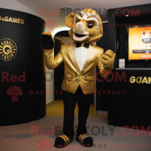 Fantasia de mascote Guinness dourado com blazer e luvas - Mascotes Guinness - REBROKO_262393 - RedBrokoly.com