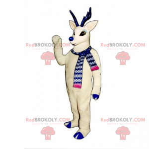 Mascotte de renne blanc au nez bleu - Redbrokoly.com