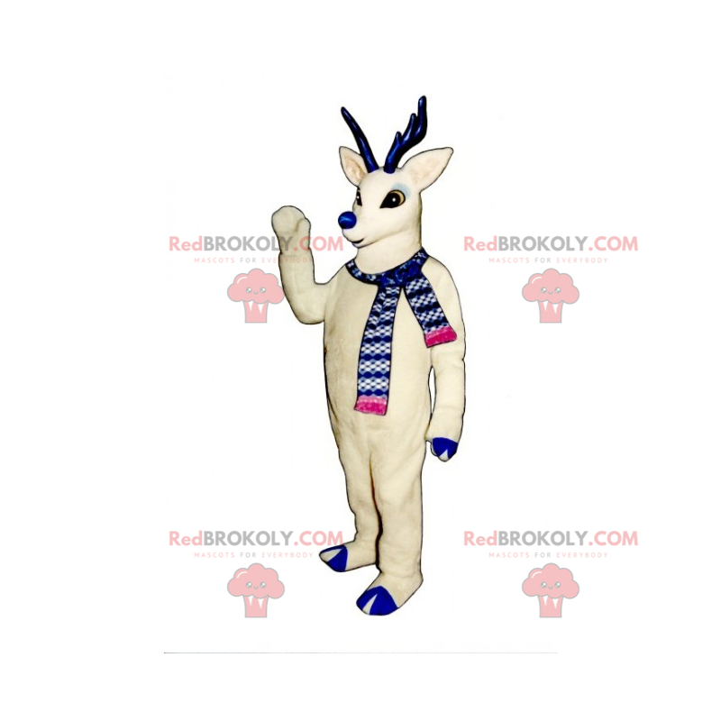 Weißes Rentiermaskottchen mit blauer Nase - Redbrokoly.com Weißes Rentiermaskottchen mit blauer Nase - Redbrokoly.com