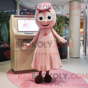 Tan Pink maskot kostume...