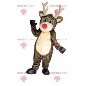 Santa Claus reindeer mascot with a red nose - Redbrokoly.com
