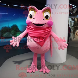 Pink Frog maskot kostume...