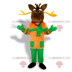 Mascota de reno en traje de esquí - Redbrokoly.com