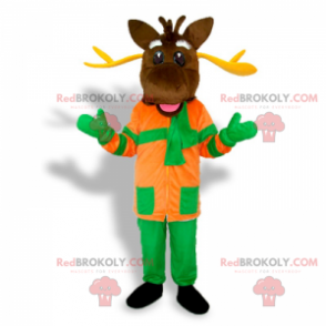 Mascote de rena em traje de esqui - Redbrokoly.com