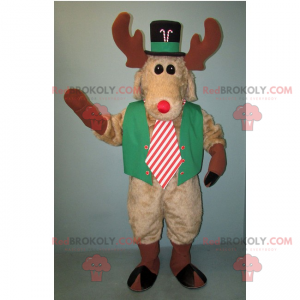 Mascotte de renne en tenue du temps des fêtes - Redbrokoly.com