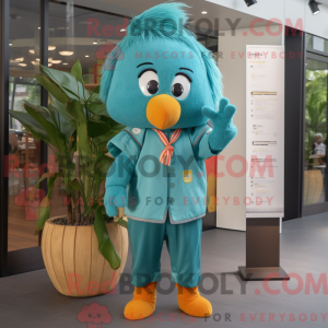 Teal Mango mascottekostuum...