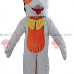 Mascote cachorro gigante laranja e branco - Redbrokoly.com