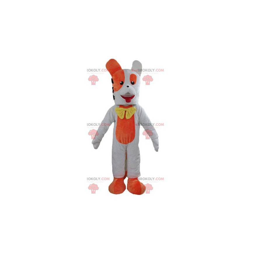 Mascote cachorro gigante laranja e branco - Redbrokoly.com