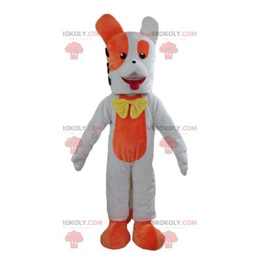 Mascote cachorro gigante laranja e branco - Redbrokoly.com