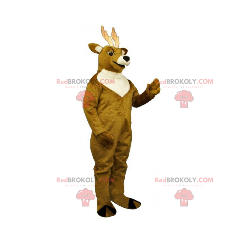 Braunes Rentiermaskottchen mit weißem Kragen - Redbrokoly.com