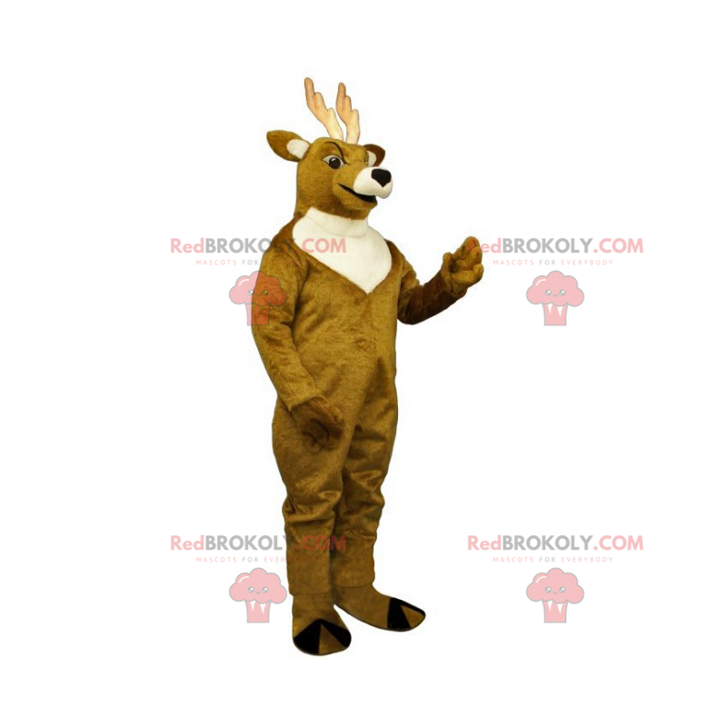 Mascote de rena marrom com colarinho branco - Redbrokoly.com