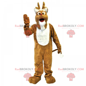 Mascote de rena marrom e branca com cavanhaque - Redbrokoly.com