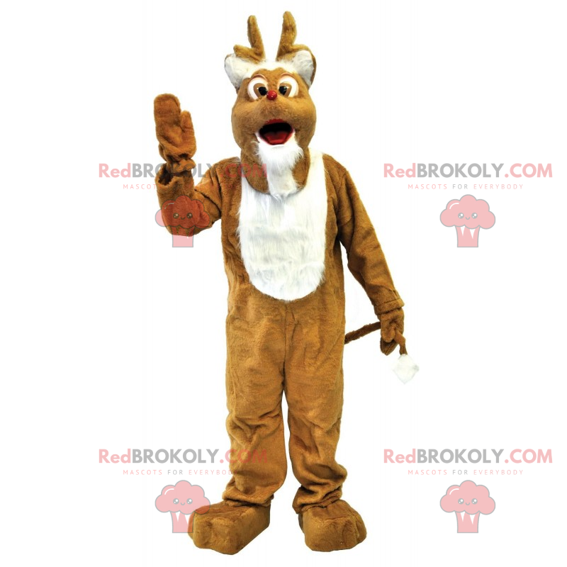 Hnědý a bílý sobí maskot s bradkou - Redbrokoly.com